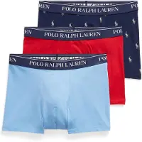 Ralph Lauren för män. 714830299207 Set 3 boxerkalsonger i stretchig bomull blå, röd, marinblå (L), Hemkläder, Flerfärgad, Marino