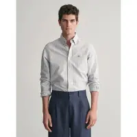 Gant för män. 3000232 Slim fit oxfordskjorta i blå fina ränder (L), Casual, Bomull, Lång ärm
