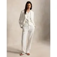 Ralph Lauren för kvinnor. 211B14270001 Linnekavaj med enkelknäppt vit knappslå (36), Casual, Lino, Klassisk