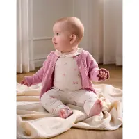 Fixoni Body l/ä - Blekt Mauve m. Fjärilar - - 62 - Body L/Ä