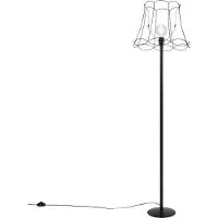 QAZQA Svart golvlampa med Granny Frame-skärm svart 45 cm - Simplo