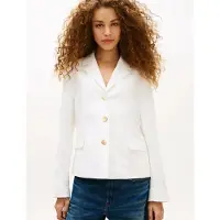 Tommy Hilfiger för kvinnor. WW0WW49335 Smalt skuren kavaj med knappar i vitt guld (42), Casual, Polyester