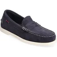 Sebago för män. 7111MSW Dan Boat Loafers i läder marinblå (43), Hud, Karta, Ingen, Casual, Marino