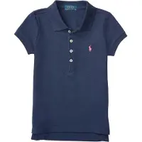 Ralph Lauren för flickor. 312573242008 Pikétröja med stretch i marinblå färg (5años= 109/116cm), Casual, Bomull, Kort ärm, Marino, barn