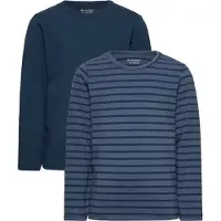 Minymo Tröja - 2-pack - Ny Marinblå m. Ränder - - 10 år (140) - Tröja