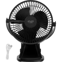 Adler uppladdningsbar clip-on-bordfläkt AD 7342 | 5 W | 15,5 cm | 3 hastigheter | oscillation | svart