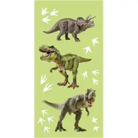 Licens Dinosaurhandduk - 70x140 cm - 100% bomull - Mjuk badhandduk med Triceratops och T-Rex