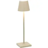 Zafferano Poldina micro batterilampa IP65 sand micro, dimbar, Creme / bärnsten, Aluminium / grå / zink, Modern