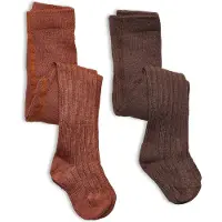 Minymo Strumpbyxor - 2-pack - Rib - Bambu - Cocoa Brown - - 80/86 - Strumpbyxor