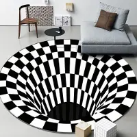 Karpetti 3D Vortex Optisk Illusion Mattor Fälla Områdesmatta Halkfri Rund Matta Stora Mattor för Vardagsrum Soffa Virvel Tvättbar Matta 120x120cm