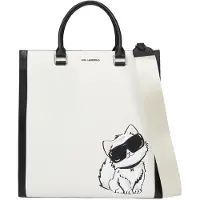 Karl Lagerfeld Handväska 'Ikon Choupette' svart / vit
