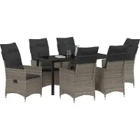 vidaXL Trädgårdsmöbelset med kudde 7 pcs Grå Poly rattan