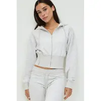 Gina Tricot  - Slim fit zip hoodie - hoodies - Grå - L - Dam