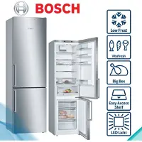 Bosch Serie | 6 KGE398IBP - Kylskåp/frys - bottenfrysskåp - bredd: 60 cm - djup: 65 cm - höjd: 201 cm - 343 liter - Klass B - rostfritt stål