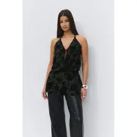 Gina Tricot  - Floral halterneck top - Halternecktoppar - Svart - L - Dam