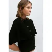 Gina Tricot  - Knitted cape cardigan - koftor & cardigans - Svart - M - Dam