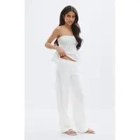 Gina Tricot  - Y linen blend trousers - Linnebyxor för flickor 9–14 år - Vit - 146 - Tjej