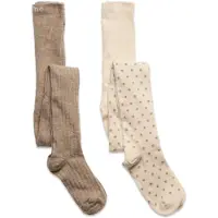 Minymo Strumpbyxor - 2-pack - Helt enkelt Taupe - - 92/98 - Strumpbyxor