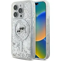 Karl Lagerfeld KLHMP16LLGKCSGH iPhone 16 Pro 6,3 transparent hårt skal Liquid Glitter Karl&Choupette