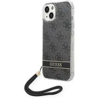 GUESS GUOHCP14MH4STK iPhone 14 Plus 6,7 "svart / svart hårdväska 4G Print Strap