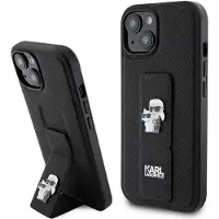 Karl Lagerfeld Gripstand Saffiano Karl & Choupette Fodral för iPhone 15/14 Plus - svart