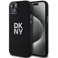 DKNY Liquid Silicone Metal Logo fodral för iPhone 15 Plus / 14 Plus - svart