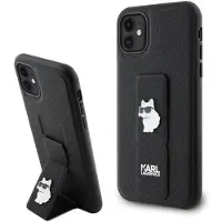 Karl Lagerfeld Gripstand Saffiano Choupette Pins Fodral för iPhone 11 / Xr - Svart