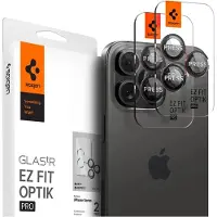 Spigen Optik Pro L-Series Glas.tR EZ Fit härdat glas i svart/röd för iPhone 14-17 Pro/Pro Max