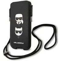 Karl Lagerfeld Saffiano Ikonik Karl&Choupette Head 6.1'' Handväska - Svart