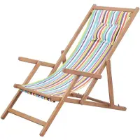 vidaXL Hopfällbar strandstol tyg och träram flerfärgad