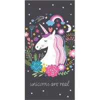 Licens Enhörning handduk - 70x140 cm - 100% bomull - Mjuk badhandduk med en enhörning och texten unicorns are real