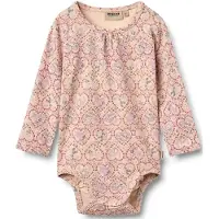 Wheat Body l/ä - Liv - Magenta Heart Blommor - - 1 år (80) - Body L/Ä
