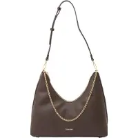 Calvin Klein Axelremsväska 'Chain Strap Pebble Grain Hobo' choklad