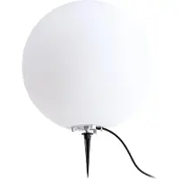 LINDBY kulformad lampa Valyra, Ø 50 cm, IP54, jordspett Valyra, Vitt / opal, Syntetmaterial, Modern