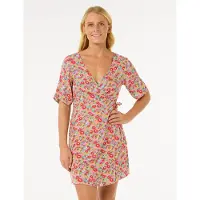 Rip Curl Las Dalias Ditsy Wrap Kortärmad Kort Klänning
