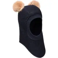Huttelihut Balaklava - Ull/Bomull - Dubbel - BIG Bear - Dark Na - - 0-1 år (50-80) - Balaklava - Dubbel