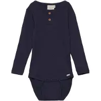 Minymo Body l/ä - Rib - Dark Marinblå - - 1 år (80) - Body L/Ä