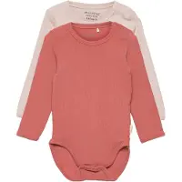 Minymo Body l/ä - Rib - 2-pack - Kanjon Rose - - 1 år (80) - Body L/Ä