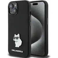 Karl Lagerfeld Silicone Choupette Metal Pin fodral för iPhone 15 Plus / 14 Plus - svart