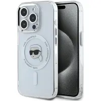 Karl Lagerfeld IML Metal Karl Head MagSafe-fodral för iPhone 15 Pro Max Vit