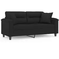 vidaXL 2-sitssoffa med prydnadskuddar svart 140 cm mikrofibertyg