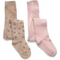 Minymo Strumpbyxor - 2-pack - Shell/Beige m. Loopar - - 68/74 - Strumpbyxor