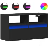vidaXL Väggmonterad TV-skåp med LED, svart, 80x31x45 cm