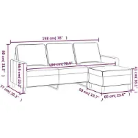 vidaXL 3-sitssoffa med fotpall svart 180 cm sammet