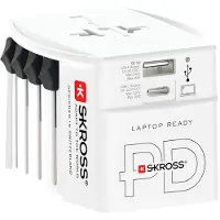 Skross SKROSS: Världsreseadapter MUV USB AC30PD USB-A+USB-C PD 30W Ojordad