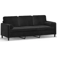 vidaXL 3-sitssoffa med prydnadskuddar svart 180 cm sammet