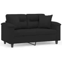 vidaXL 2-sitssoffa med prydnadskuddar svart 120 cm mikrofibertyg