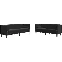 vidaXL Soffgrupp chesterfield 2 delar bolsterkuddar svart sammet