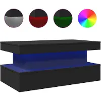 vidaXL Modernt Sidobord Med Led-Belysning, Svart, 90X50X40 Cm