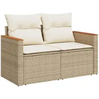vidaXL Trädgårdsoffset 11 pcs Beige konstrotting